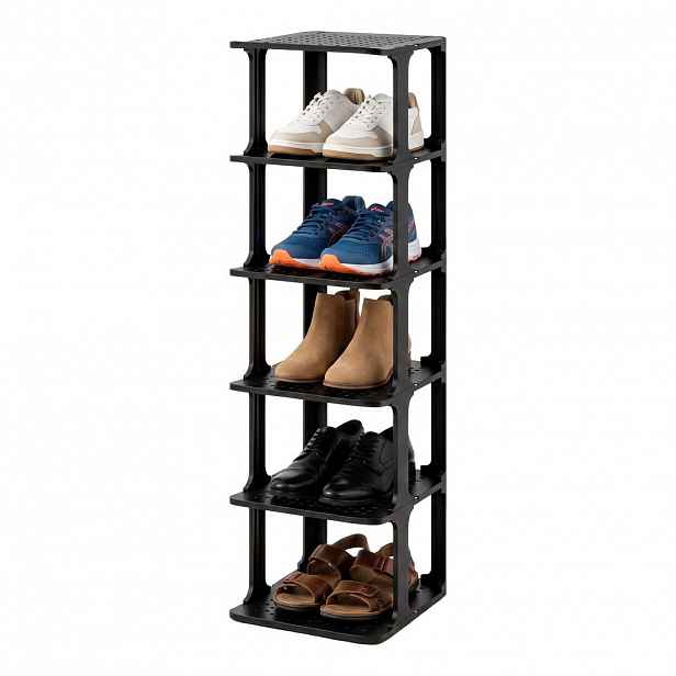Relaxdays REGÁL Černý na boty stohovatelný 6dílné-balení 91 cm