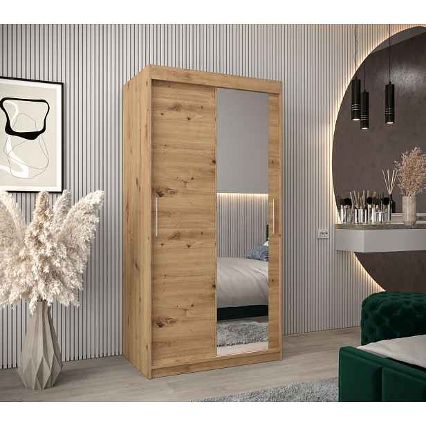 Skříň s posuvnými dveřmi v šířce 100 cm TIMEA 2 - dub artisan
