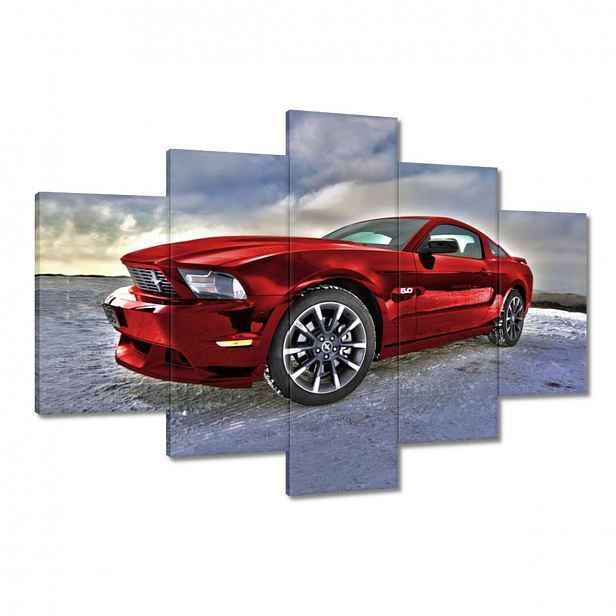 Obrazy 120x80 Červený Mustang Sníh