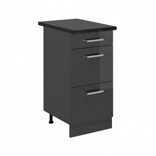 Vicco SPODNÍ SKŘÍŇKA KUCHYŇSKÉ LINKY R-Line Antracitový vysoký lesk 40 cm se zásuvkami, PD Antracit
