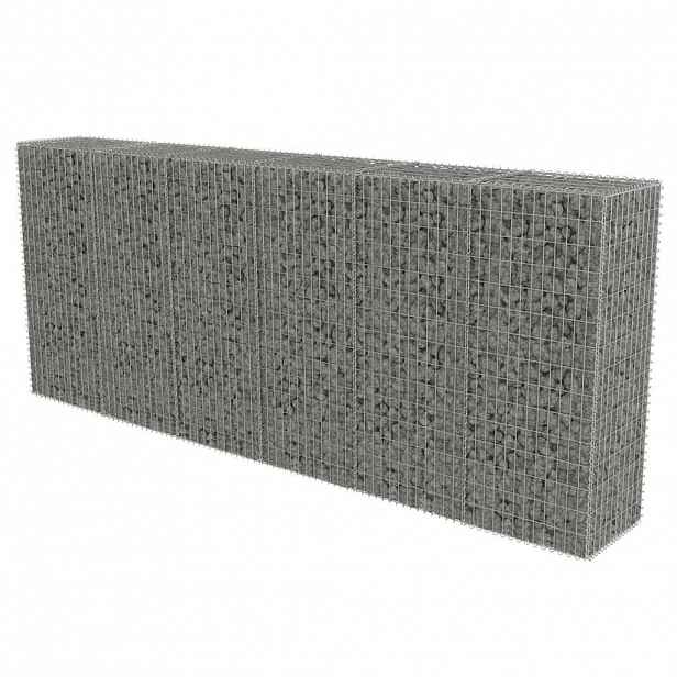 vidaXL Gabionová zeď s víky z pozinkované oceli 300 x 50 x 150 cm