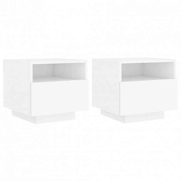 vidaXL Noční stolky s LED osvětlením 2 ks bílé 40 x 39 x 37 cm