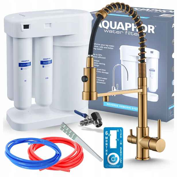 Kuchyňský Kohoutek Zlatý Vytahovací Sprcha Filtr Vody Pod Dřez Aquaphor Morion
