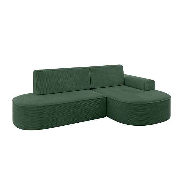 ALTDECOR ROHOVÁ SEDAČKA s funkcí spaní a otomanem, pravá MARI-L1-S 283x167x85 Zelená Manšestr