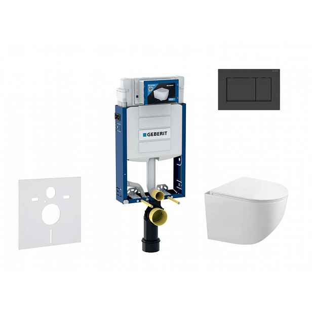 Geberit Kombifix - Set předstěnové instalace, klozetu Gaia a sedátka softclose, tlačítko Sigma20, matná černá/černá SANI15CA5105