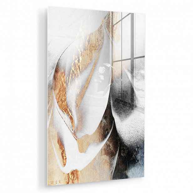 MuchoWow OBRAZ NA AKRYLOVÉM SKLE Luxusní - abstraktní - zlatá - bílá 60x90 cm
