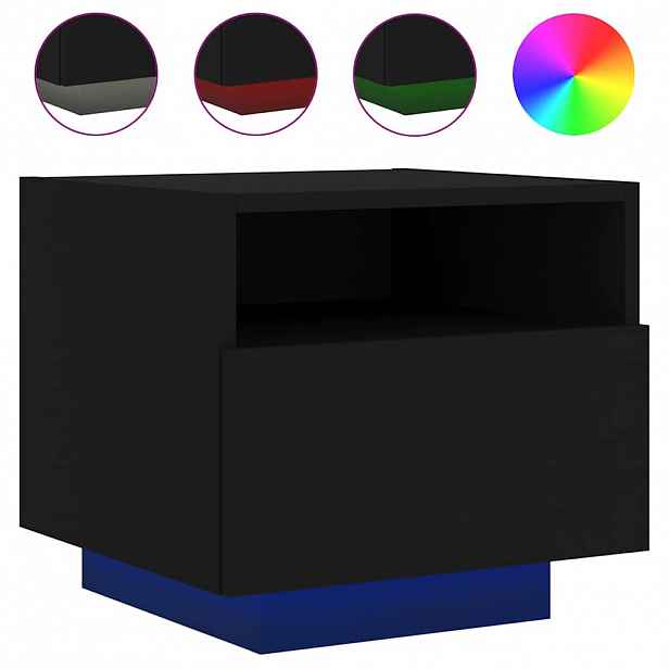 vidaXL Noční stolek s LED osvětlením černý 40 x 39 x 37 cm