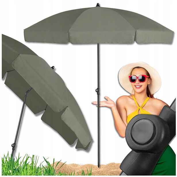 Zlomený Parasol Nastavitelný 2 m Kulatý Zahradní na balkon 200 cm Olivový