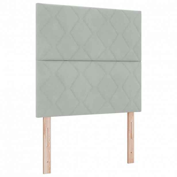 vidaXL LED hlavová deska Světle šedá 90 cm samet