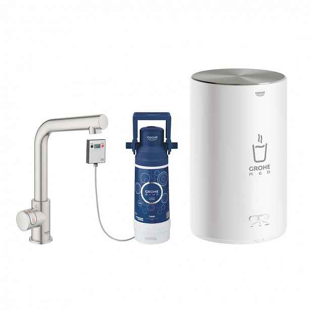 Grohe Red - Dřezový ventil Mono s ohřevem vody a filtrací, zásobník M, supersteel 30339DC1