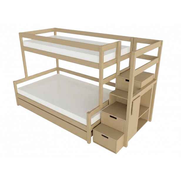 Benlemi Patrová postel LUCKY s úložnými schody 90x200, 120x200 cm Zvolte barvu: Béžová, Zvolte šuplík: Přistýlka 90x190 cm, Zvolte stranu: Vpravo