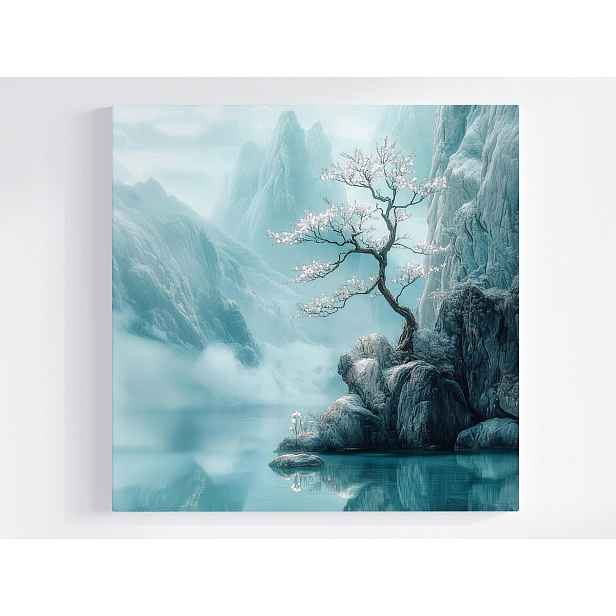 Obraz Na Plátně Canvas Orientální Višeň Hory Turkus Japonsko Zen 50x50