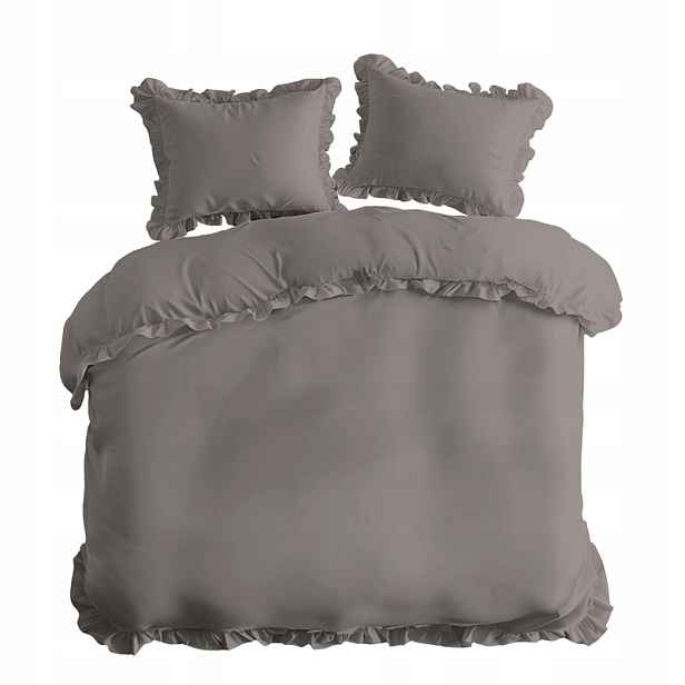 Povlečení s volánkem boho 200x220, teple šedé