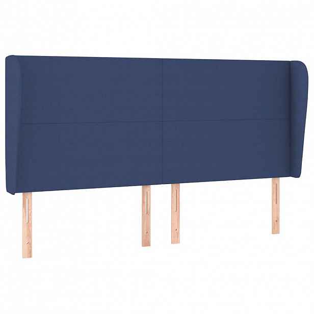 vidaXL Čelo postele typu ušák modré 183x23x118/128 cm textil