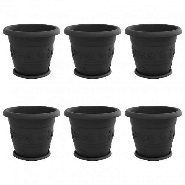 vidaXL Květináče 6 ks Černá Ø 34 x 28 cm Plast