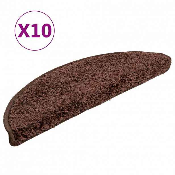 vidaXL Schodové rohože 10 ks 56 x 17 x 3 cm hnědé půlkulaté