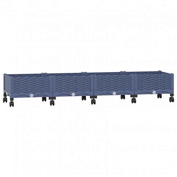 vidaXL Zahradní truhlík s kolečky Modro šedá 160 x 40 x 29 cm PP