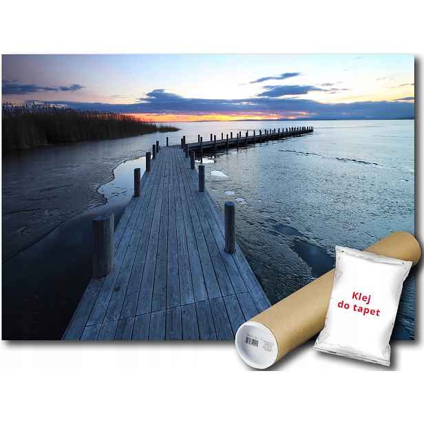 Vinylová fototapeta krajina jezero molo západ slunce 368x254