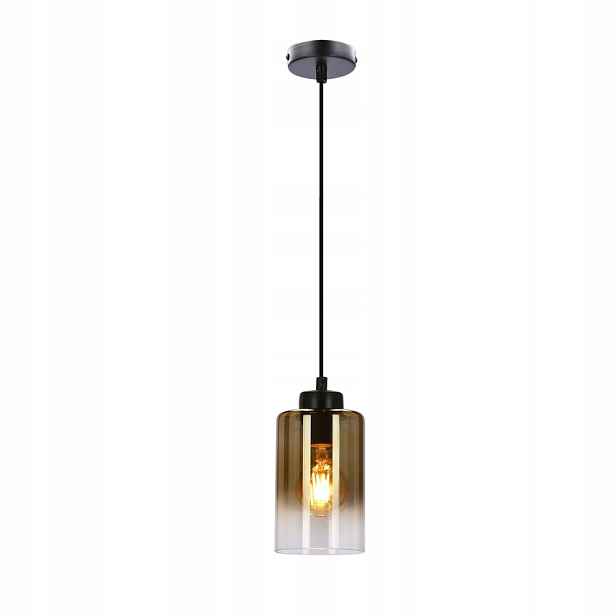 Závěsná lampa Aspra nad stůl Stropní černá Jednotlivá jantarová lampa