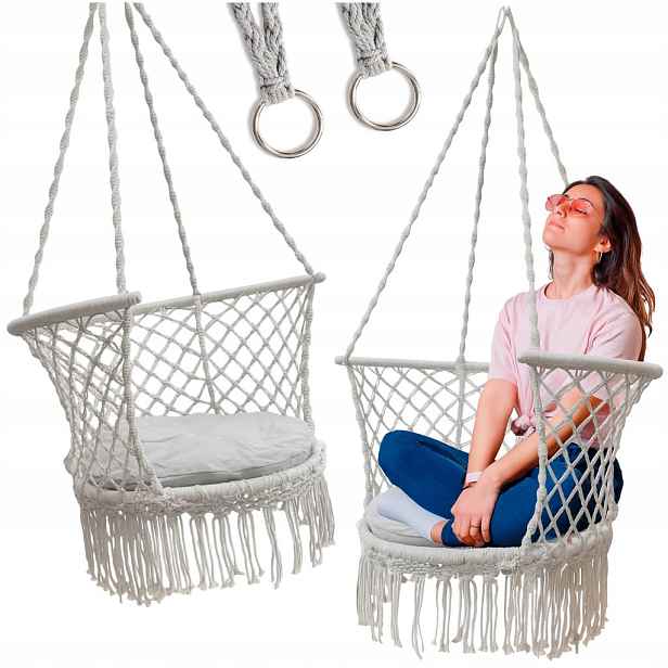 Zahradní Houpačka Houpací Hnízdo S Opěradlem Zahradní Šedá 80 CM 150 Kg