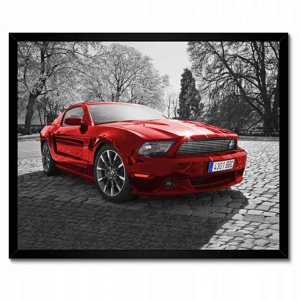 Plakáty v rámu 50x40 Červený Ford Mustang Usa