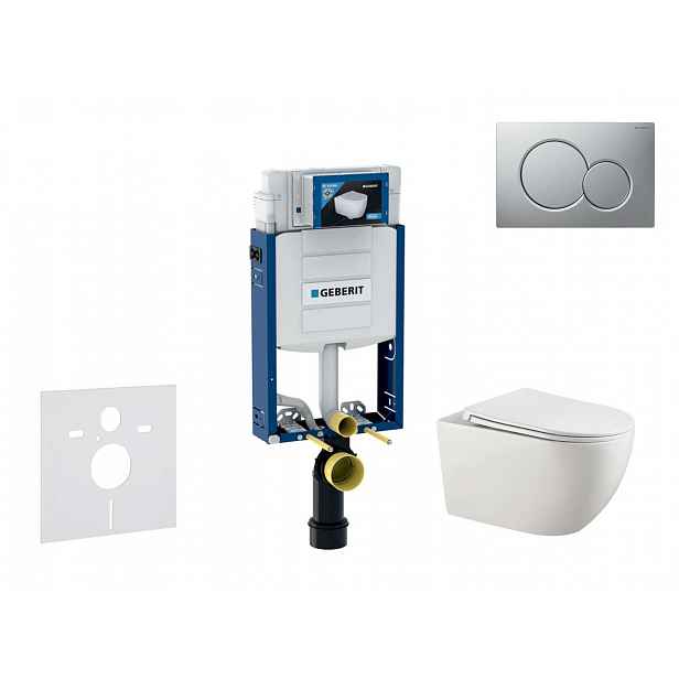 Geberit Kombifix - Set předstěnové instalace, klozetu Gaia a sedátka softclose, tlačítko Sigma01, lakovaný matný chrom SANI15CA1125