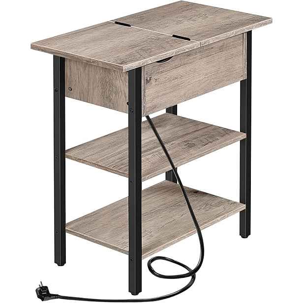 Odkládací stolek Vasagle Frenzy 48 cm s nabíjecí stanicí šedý/černý
