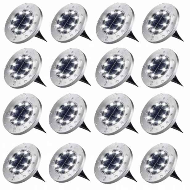 Solární Nájezdové Lampy Led Zapichovací Zahradní Zemní Lampy Disk x16 Ks