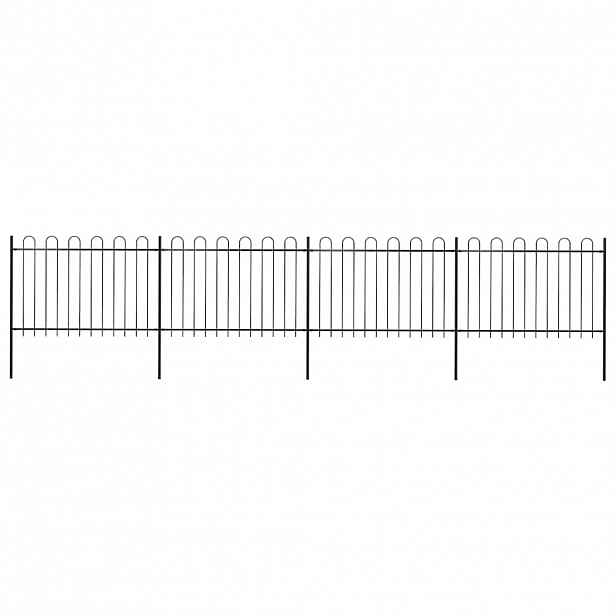 vidaXL Zahradní plot s obloukem nahoře ocelový 671 x 120 cm černý