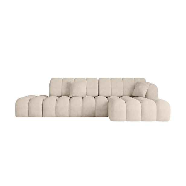 ALTDECOR ROHOVÁ SEDAČKA s funkcí spaní a otomanem, pravá OLEA-L2-S 321x164x75 Béžová Velur