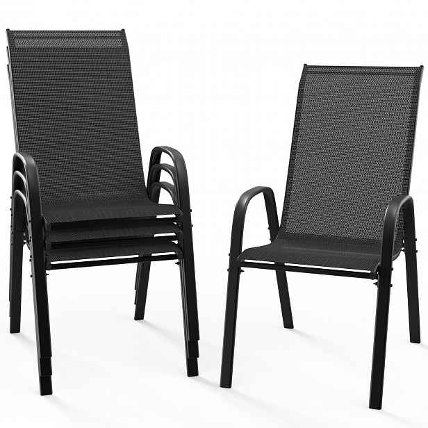 TEMU Bonnlo Sada 4/6 venkovních zahradních židlí - Stohovatelné židle, ideální pro zahrady, terasy, balkóny, restaurace, snadná montáž, pohodlné a
