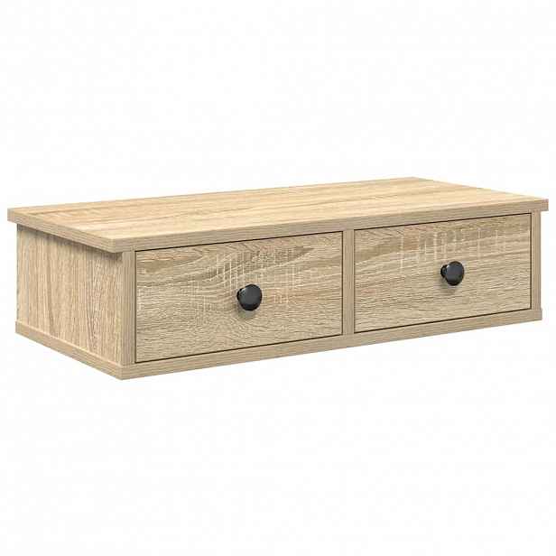 vidaXL Nástěnná police se zásuvkami dub sonoma 60x28x15 cm kompozit
