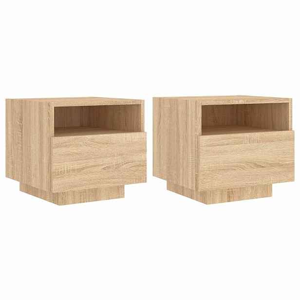 vidaXL Noční stolky s LED osvětlením 2 ks dub sonoma 40 x 39 x 37 cm