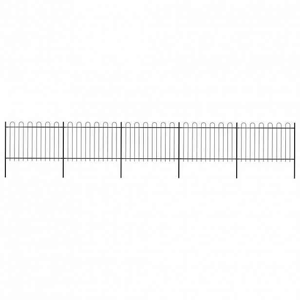 vidaXL Zahradní plot s obloukem nahoře ocelový 838 x 120 cm černý