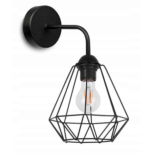Elegantní Nástěnná Lampa Retro Drátěná Černá Loft