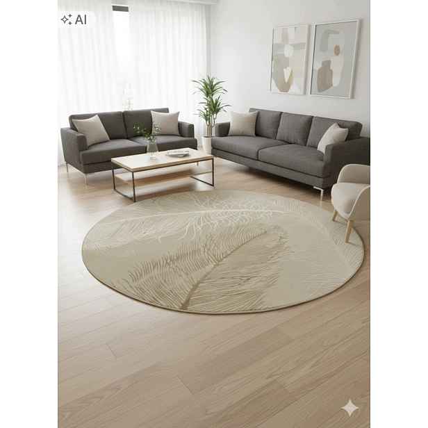 Koberec kulatý do obývacího pokoje 160 cm, vícebarevný, měkké štětiny, plyšový