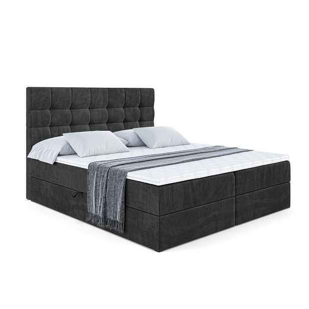 ALTDECOR KONTINENTÁLNÍ POSTEL s matrací H4 - BERO - 200x200 cm Černá
