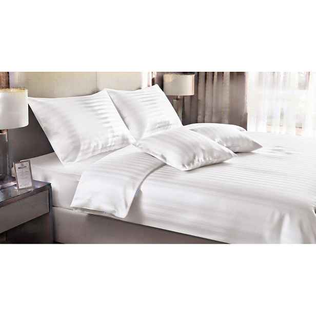 Bílé 3dílné povlečení na jednolůžko 140x200 cm Hotel stripe – JAHU collections