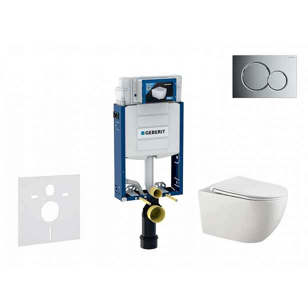 Geberit Kombifix - Set předstěnové instalace, klozetu Gaia a sedátka softclose, tlačítko Sigma01, lesklý chrom SANI15CA1122