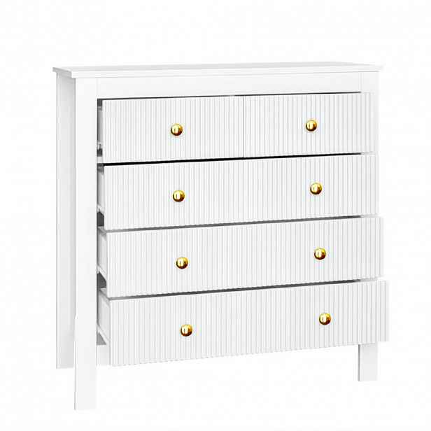 Redom KOMODA 79/39,5/80,5 cm s 5 zásuvkami a zlatými úchytkami, Bílá