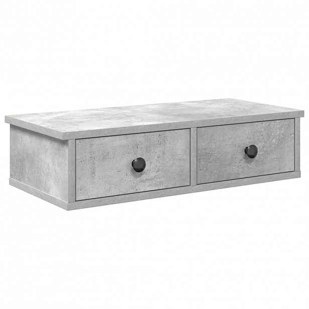 vidaXL Nástěnná police se zásuvkami betonově šedá 60x28x15 cm kompozit