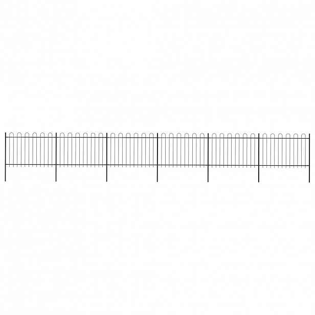 vidaXL Zahradní plot s obloukem nahoře ocelový 1005 x 120 cm černý