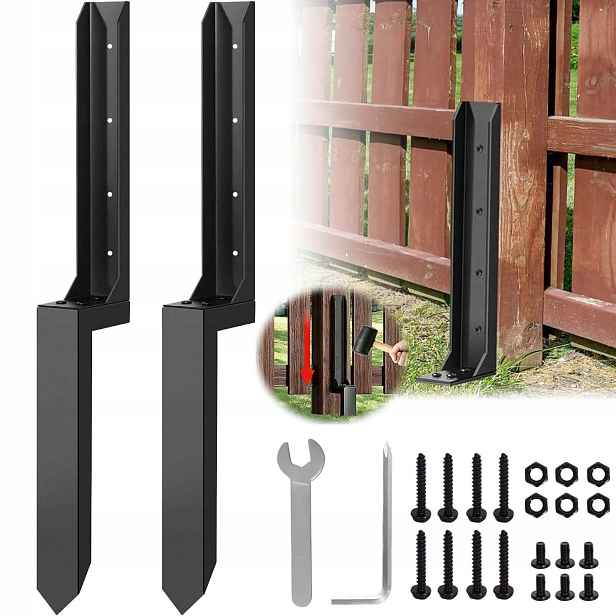 2X Základna Sloupku Zapichovací Kotva 80 CM Z Oceli Pro Opravu Zahradního Plotu