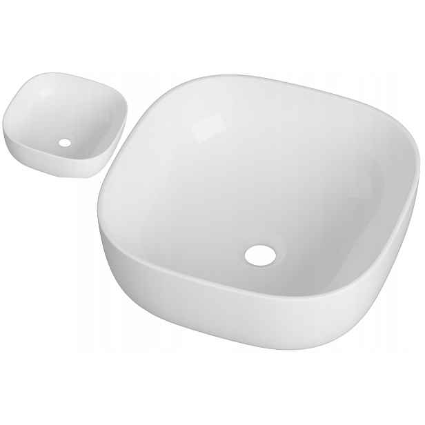 Umyvadlová Forma Na Desku Bílá Čtvercová Keramická Koupelnová Na Desku