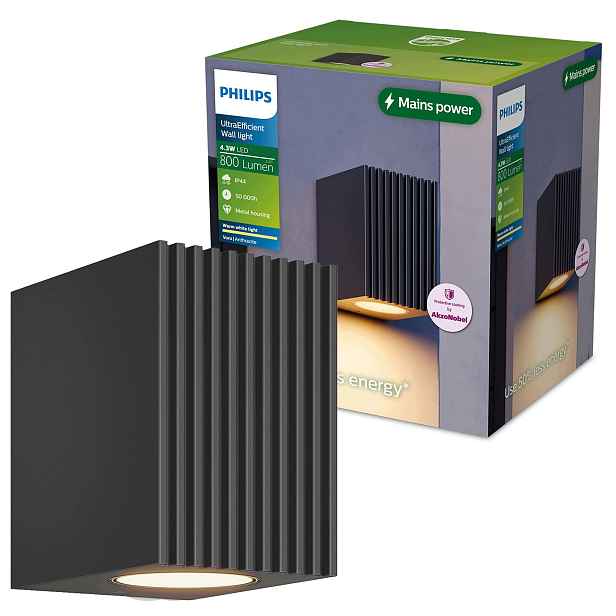 Venkovní nástěnné Led svítidlo Ryflovaná antracitová lampa Voro Philips