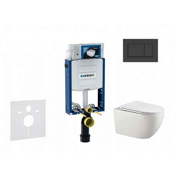 Geberit Kombifix - Set předstěnové instalace, klozetu Gaia a sedátka softclose, tlačítko Sigma20, matná černá/černá SANI15CA5106