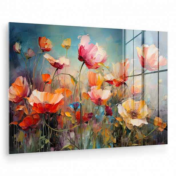 MuchoWow OBRAZ NA AKRYLOVÉM SKLE Květiny - Akvarel - Umění - Botanické - Příroda 90x60 cm