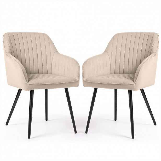 RAUMHIRSCH FURNITURE ČALOUNĚNÁ ŽIDLE, sada 2 ks, kovové nohy krémové, černá 54,5/82/58