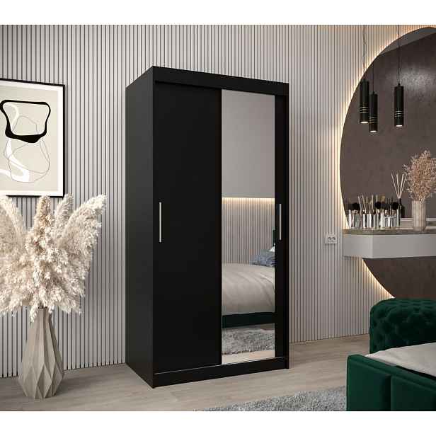 Skříň s posuvnými dveřmi v šířce 100 cm TIMEA 2 - černá