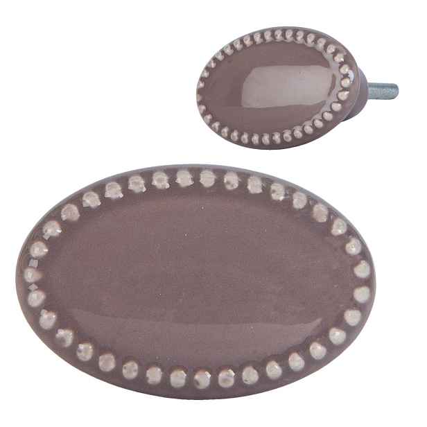 Taupe oválná vintage úchytka - 4*3*4 cm Clayre & Eef